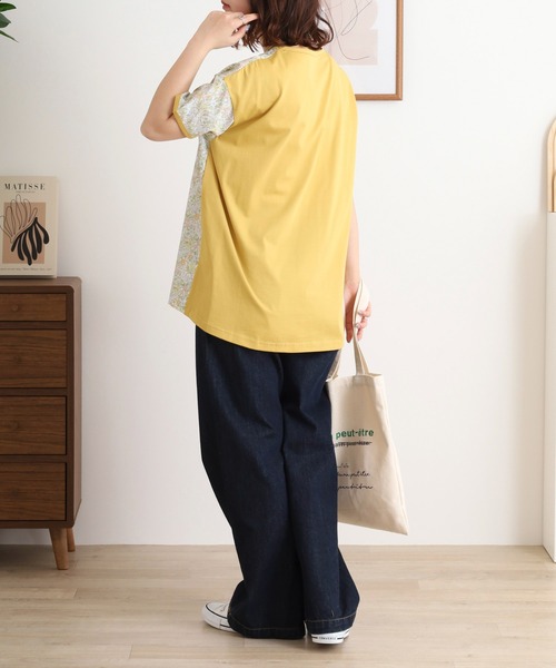 BRODIAEA(ブローディア)の「BRODIAEA リバティプリント半袖Tシャツ ボタニカル柄×無地切り替えカットソー【日本製】(Tシャツ/カットソー・レディース・ラベンダー/イエロー/サックスブルー・40)」の19枚目の写真