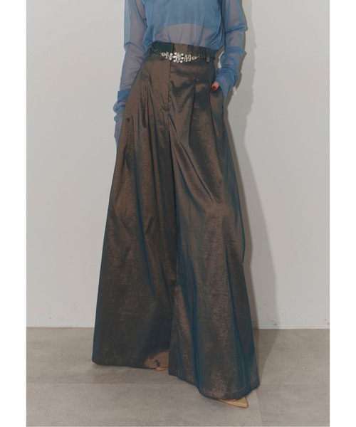 Chris TROIS.(クリストロワ)の「Bijou belt wide pants(その他パンツ・レディース・ブルー/オレンジ/ブラック・0/1)」の3枚目の写真