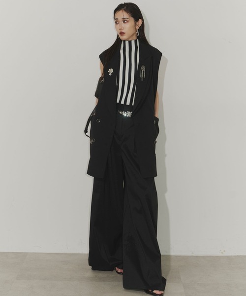 Chris TROIS.(クリストロワ)の「Bijou belt wide pants(その他パンツ・レディース・ブルー/オレンジ/ブラック・0/1)」の7枚目の写真