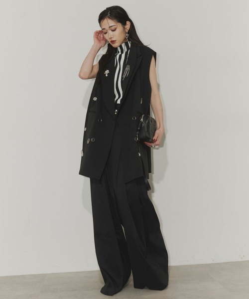 Chris TROIS.(クリストロワ)の「Bijou belt wide pants(その他パンツ・レディース・ブルー/オレンジ/ブラック・0/1)」の5枚目の写真