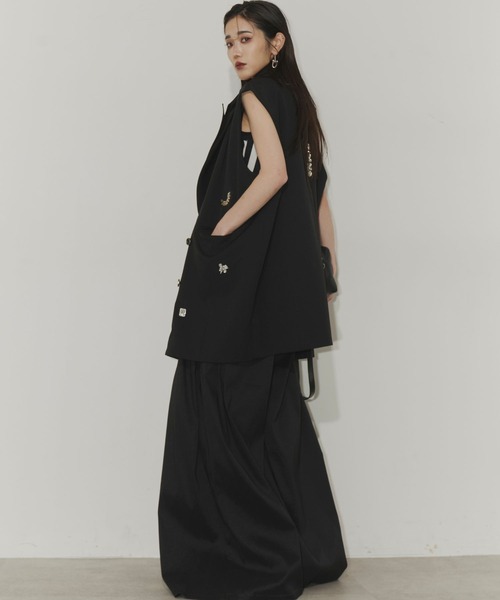 Chris TROIS.(クリストロワ)の「Bijou belt wide pants(その他パンツ・レディース・ブルー/オレンジ/ブラック・0/1)」の4枚目の写真