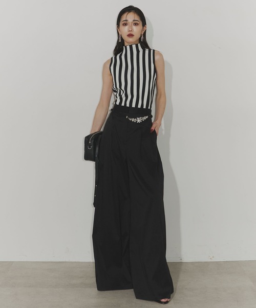 Chris TROIS.(クリストロワ)の「Bijou belt wide pants(その他パンツ・レディース・ブルー/オレンジ/ブラック・0/1)」の8枚目の写真