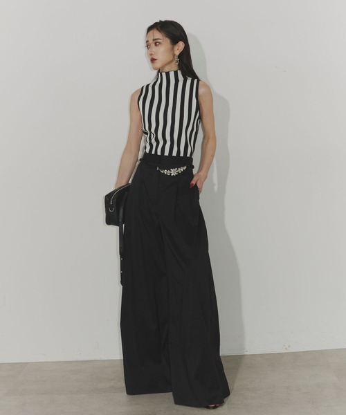 Chris TROIS.(クリストロワ)の「Bijou belt wide pants(その他パンツ・レディース・ブルー/オレンジ/ブラック・0/1)」の9枚目の写真