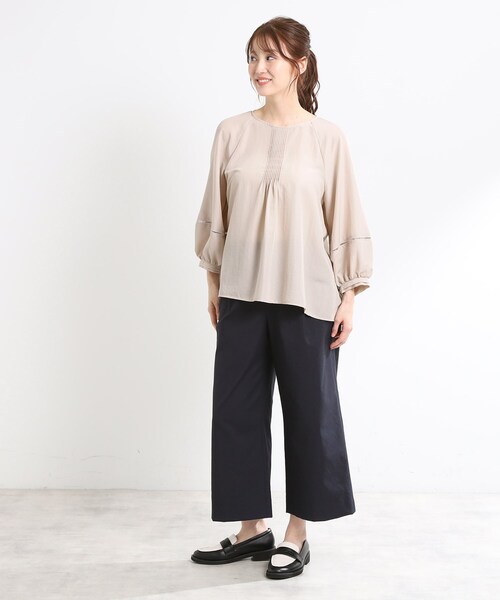 セール】【夏SALE／E‐QUALITY／手洗い可】ピンタックブラウス