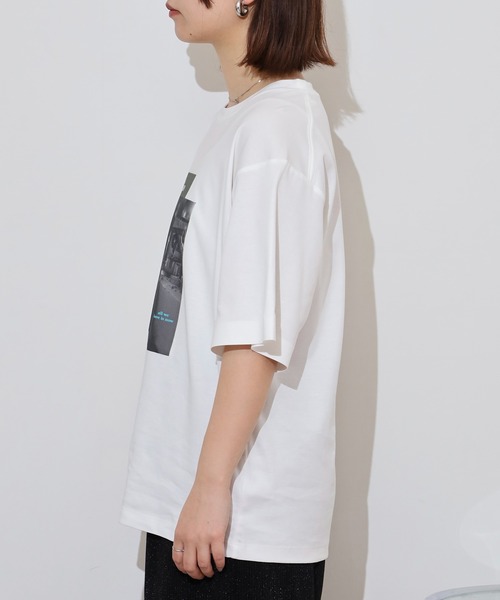 hunch（ハンチ）の「hunch コンパクトスムース　フォトTシャツ（Tシャツ/カットソー・レディース・オフホワイト/ブラック・FREE）」の8枚目の写真