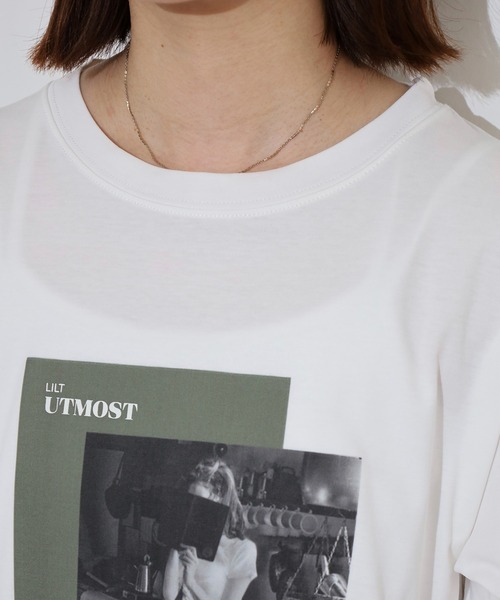 hunch（ハンチ）の「hunch コンパクトスムース　フォトTシャツ（Tシャツ/カットソー・レディース・オフホワイト/ブラック・FREE）」の10枚目の写真