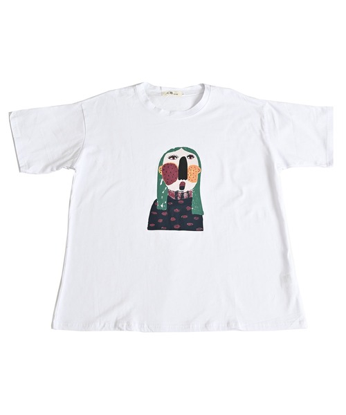 MARAI（マーライ）の「クルーネック 丸首 プリント半袖Tシャツ（Tシャツ/カットソー・レディース・ブラック/ホワイト・FREE）」の3枚目の写真