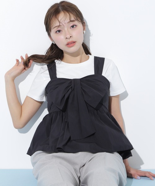 JILL by JILL STUART(ジルバイジルスチュアート)の「◇リボンペプラムブラウス(シャツ/ブラウス・レディース・ブラック/ピンク/ブルー・FREE)」の2枚目の写真
