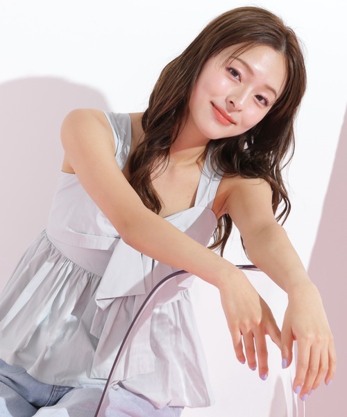 JILL by JILL STUART(ジルバイジルスチュアート)の「◇リボンペプラムブラウス(シャツ/ブラウス・レディース・ブラック/ピンク/ブルー・FREE)」の7枚目の写真