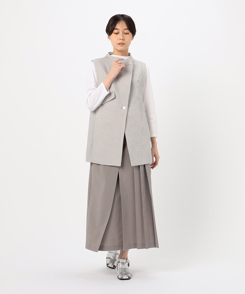 Gabardine K.T(ギャバジンケーティー)の「和紙混ツィード ボトルネックジレ(ベスト・レディース・ネイビー/ライトグレー・7号/9号/11号)」の3枚目の写真