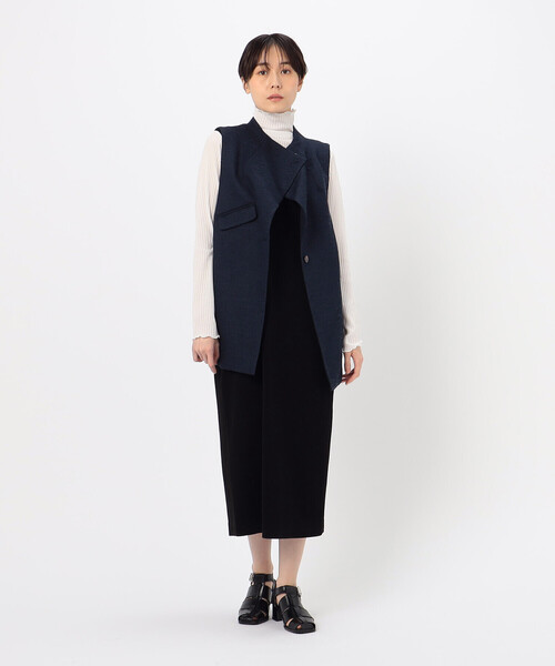 Gabardine K.T(ギャバジンケーティー)の「和紙混ツィード ボトルネックジレ(ベスト・レディース・ネイビー/ライトグレー・7号/9号/11号)」の5枚目の写真