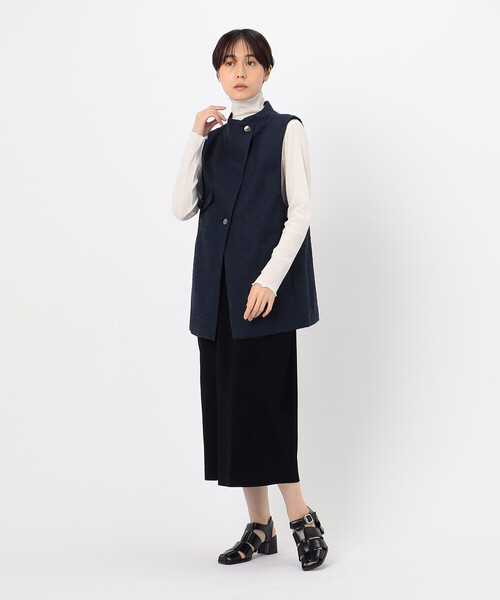 Gabardine K.T(ギャバジンケーティー)の「和紙混ツィード ボトルネックジレ(ベスト・レディース・ネイビー/ライトグレー・7号/9号/11号)」の6枚目の写真