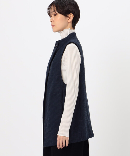 Gabardine K.T(ギャバジンケーティー)の「和紙混ツィード ボトルネックジレ(ベスト・レディース・ネイビー/ライトグレー・7号/9号/11号)」の11枚目の写真