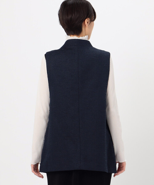Gabardine K.T(ギャバジンケーティー)の「和紙混ツィード ボトルネックジレ(ベスト・レディース・ネイビー/ライトグレー・7号/9号/11号)」の12枚目の写真