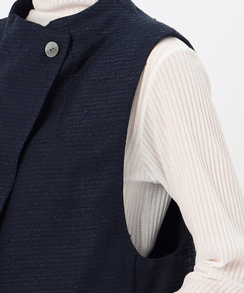 Gabardine K.T(ギャバジンケーティー)の「和紙混ツィード ボトルネックジレ(ベスト・レディース・ネイビー/ライトグレー・7号/9号/11号)」の14枚目の写真