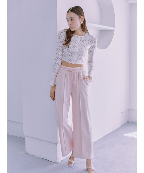 LILY BROWN(リリーブラウン)の「LB刺繍スウェットワイドパンツ(スウェットパンツ・レディース・ピンク/アイボリー/グレー・FREE)」の5枚目の写真