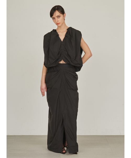 styling/（スタイリング）の「【セットアップ対応】レイヤードドレープスカート（スカート・レディース・ブラック/ライトベージュ・1/0）」の10枚目の写真