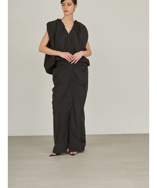 styling/（スタイリング）の「【セットアップ対応】レイヤードドレープスカート（スカート・レディース・ブラック/ライトベージュ・1/0）」の4枚目の写真