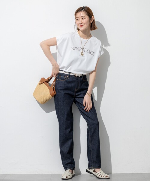 23区 L(ニジュウサンクオオキイサイズ)の「【接触冷感/洗える】BON-PRESAGE ロゴ フレンチスリーブ Tシャツ(Tシャツ/カットソー・レディース・ホワイト系/ライトグレー系/グレー系・44/46)」の5枚目の写真