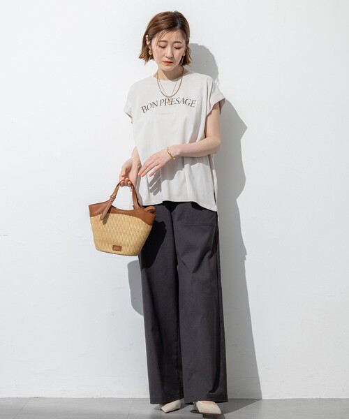 tシャツ 「接触冷感/洗える」BON-PRESAGE ロゴ フレンチスリーブ Tシャツ レディース 接触冷感/洗える】BON-PRESAGE ロゴ フレンチスリーブ Tシャツ