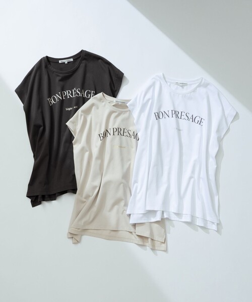 23区 L(ニジュウサンクオオキイサイズ)の「【接触冷感/洗える】BON-PRESAGE ロゴ フレンチスリーブ Tシャツ(Tシャツ/カットソー・レディース・ホワイト系/ライトグレー系/グレー系・44/46)」の15枚目の写真