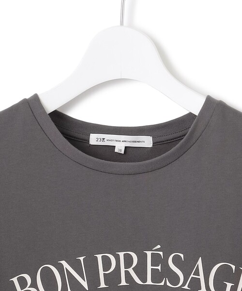 23区 L(ニジュウサンクオオキイサイズ)の「【接触冷感/洗える】BON-PRESAGE ロゴ フレンチスリーブ Tシャツ(Tシャツ/カットソー・レディース・ホワイト系/ライトグレー系/グレー系・44/46)」の19枚目の写真