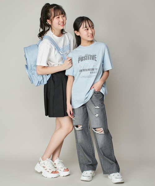 SISTER JENNI(SISTER JENNI)の「【コットン100%】ロックプリントビッグT(Tシャツ/カットソー・キッズ・オフホワイト/サックスブルー/チャコールグレー・130cm/150cm/160cm/140cm)」の4枚目の写真