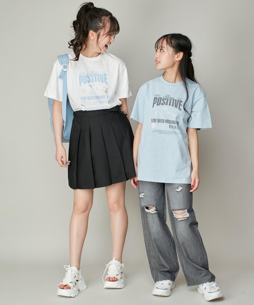 SISTER JENNI(SISTER JENNI)の「【コットン100%】ロックプリントビッグT(Tシャツ/カットソー・キッズ・オフホワイト/サックスブルー/チャコールグレー・130cm/150cm/160cm/140cm)」の5枚目の写真