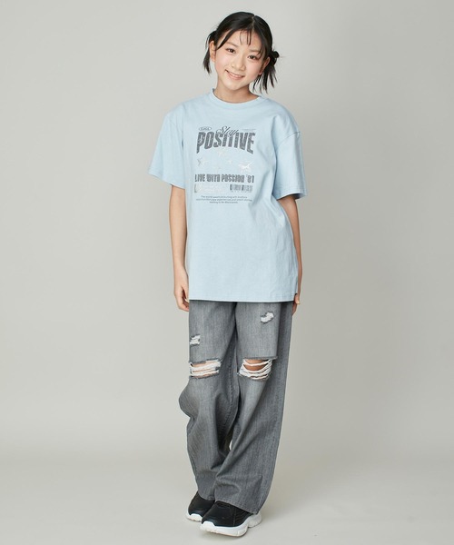 SISTER JENNI(SISTER JENNI)の「【コットン100%】ロックプリントビッグT(Tシャツ/カットソー・キッズ・オフホワイト/サックスブルー/チャコールグレー・130cm/150cm/160cm/140cm)」の20枚目の写真