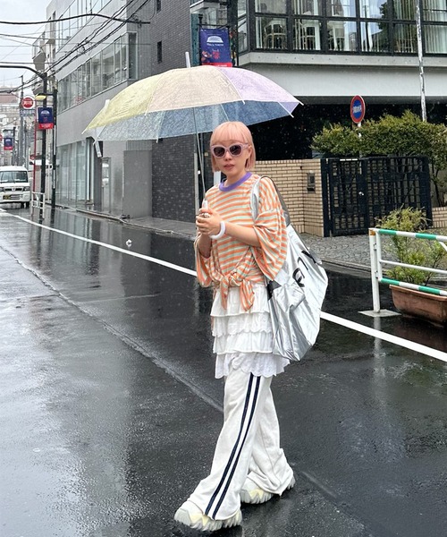 Alley Tokyo（アリートーキョー）の「マルチボーダーBIG T（Tシャツ/カットソー・レディース・グリーン/オレンジ・FREE）」の8枚目の写真