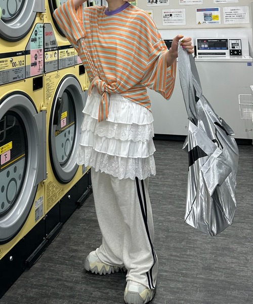 Alley Tokyo（アリートーキョー）の「マルチボーダーBIG T（Tシャツ/カットソー・レディース・グリーン/オレンジ・FREE）」の11枚目の写真