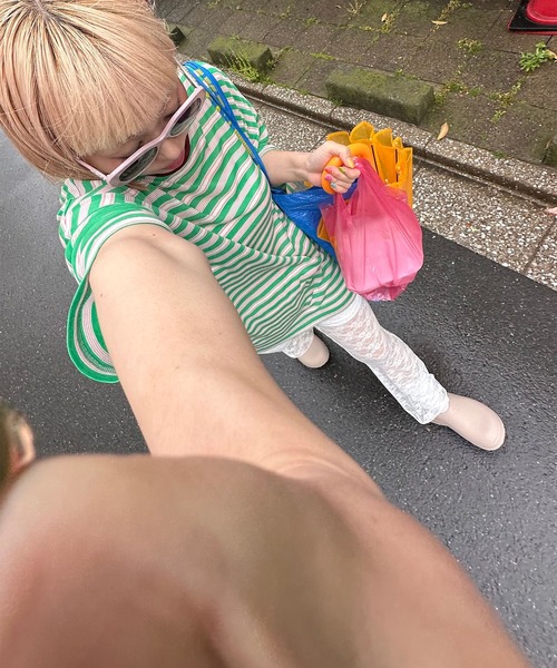 Alley Tokyo（アリートーキョー）の「マルチボーダーBIG T（Tシャツ/カットソー・レディース・グリーン/オレンジ・FREE）」の17枚目の写真