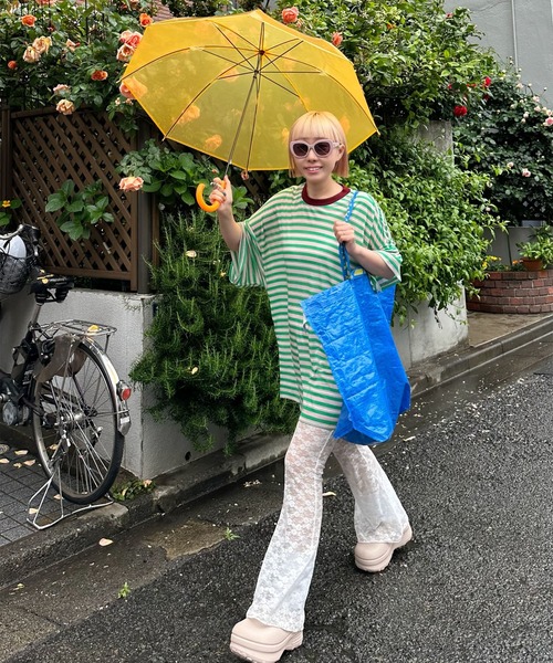 Alley Tokyo（アリートーキョー）の「マルチボーダーBIG T（Tシャツ/カットソー・レディース・グリーン/オレンジ・FREE）」の16枚目の写真