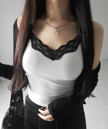 me+em select(~[ZNg)́y Rcolor ^ Jbvt zzF[XNbvhuL~\[ ^ bicolor lace cropped rib camisole(L~\[)