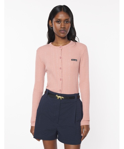 Maison Kitsune（メゾンキツネ）の「MAISON KITSUNE HANDWRITING LABEL RIBBED CARDIGAN（カーディガン/ボレロ・レディース・ピンクベージュ・XS/S/M/L/XL）」の5枚目の写真