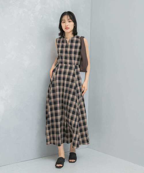 URBAN RESEARCH ROSSO WOMEN（アーバンリサーチ　ロッソ）の「『WEB限定』サマーチェックドレス（ワンピース・レディース・ブラウン系その他/ブラック・FREE）」の12枚目の写真