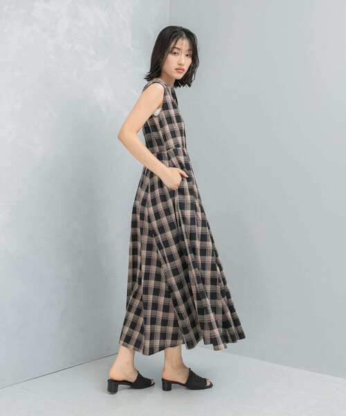 URBAN RESEARCH ROSSO WOMEN（アーバンリサーチ　ロッソ）の「『WEB限定』サマーチェックドレス（ワンピース・レディース・ブラウン系その他/ブラック・FREE）」の13枚目の写真