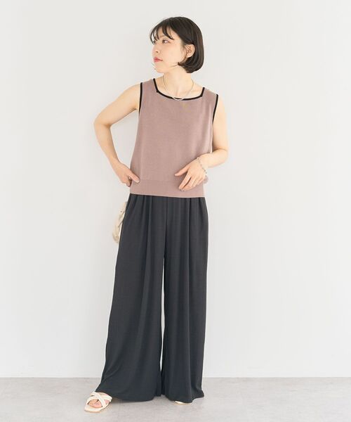 Green　Parks（グリーンパークス）の「シアーワイドパンツ（その他パンツ・レディース・チャコールグレー/ブラウン/ライトグレー/グリーン系その他3/オレンジ・FREE）」の20枚目の写真