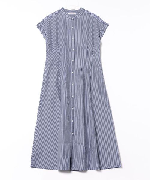 PREFERIR（プレフェリール）の「ストライプ バンドカラー ワンピース(M,L)（シャツワンピース・レディース・ブラック/ネイビー・MEDIUM/LARGE）」の14枚目の写真