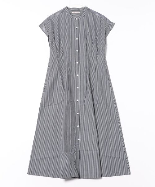 PREFERIR（プレフェリール）の「ストライプ バンドカラー ワンピース(M,L)（シャツワンピース・レディース・ブラック/ネイビー・MEDIUM/LARGE）」の15枚目の写真