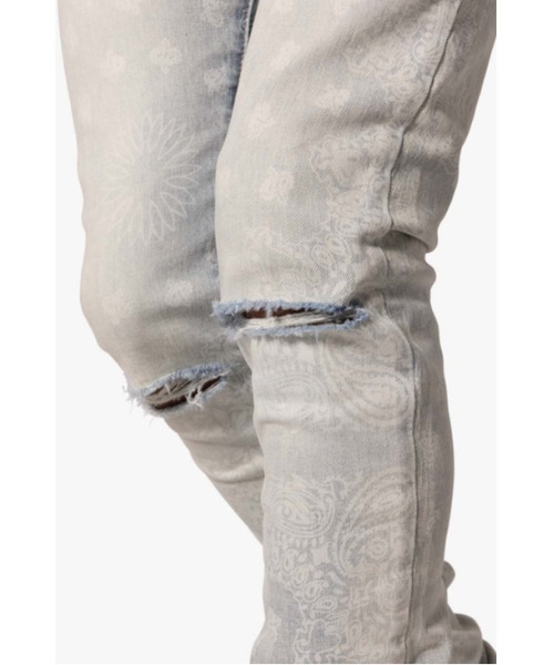 セール】【mnml】X696 PAISLEY PATTERNED SKINNY DENIM [I]（デニム 