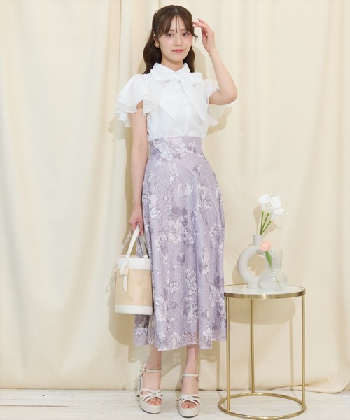 WILLSELECTION(ウィルセレクション)の「ニュアンスフラワーレースプリントフレアスカート(スカート・レディース・ホワイト系その他/レッド系その他/ブルー系その他・FREE)」の6枚目の写真