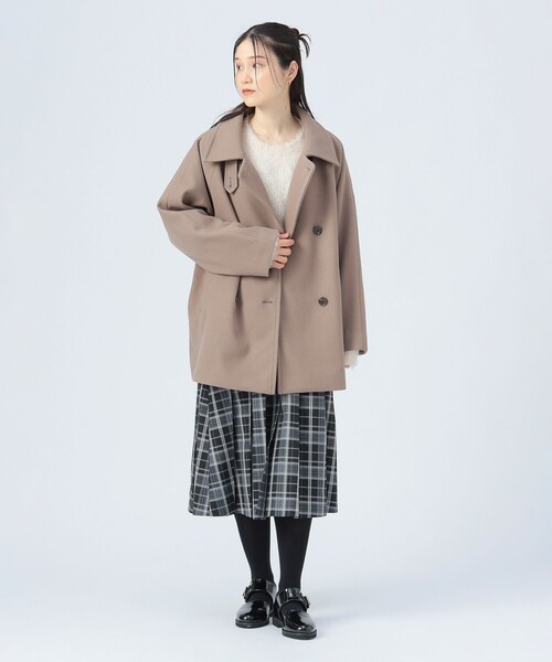 BEAMS HEART(ビームスハート)の「ミドル スタンド コート(その他アウター・レディース・ブラウン系その他4/ブラック/ブラウン・FREE)」の7枚目の写真