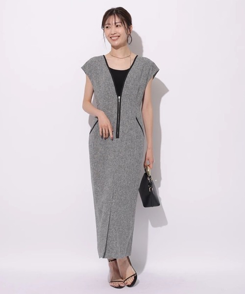 ジャンスカ ワンピース Mystrada 新品 タグ付き パープル 配色パイピングジャンスカ(ワンピース)|Mystrada(マイ