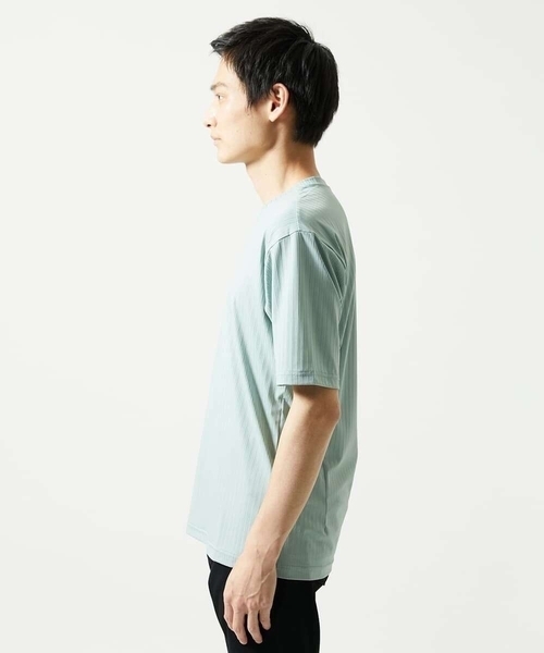 MK MICHEL KLEIN HOMME （エムケーミッシェルクランオム）の「【洗える】ハリヌキテレコＶネック半袖（Tシャツ/カットソー・メンズ・ミント/ブラック/ブルー・48/46/51）」の6枚目の写真