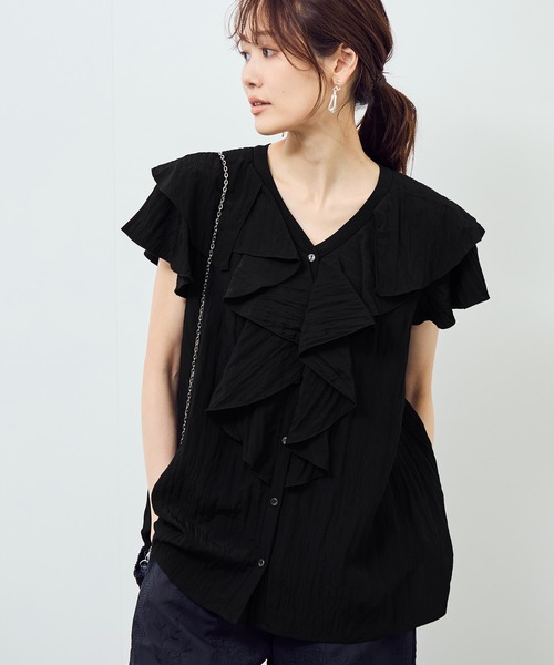 ROPE' PICNIC(ロペピクニック)の「【emur/エミュール】ランダムラッフルブラウス(シャツ/ブラウス・レディース・オフホワイト/ブラック/ライトグリーン・38)」の9枚目の写真