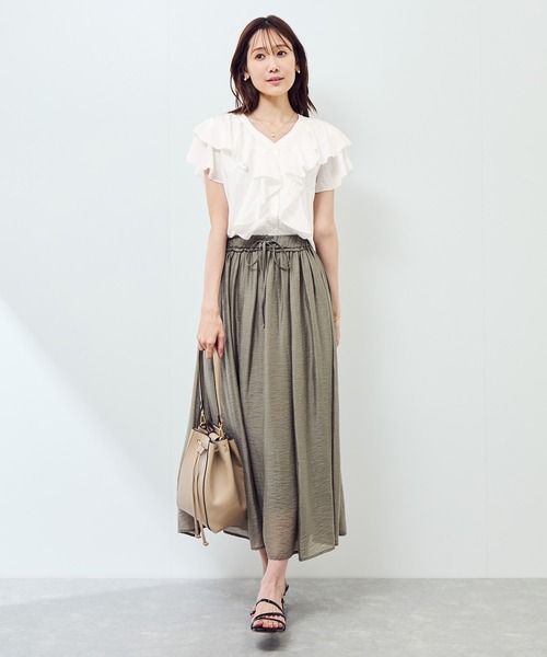ROPE' PICNIC(ロペピクニック)の「【emur/エミュール】ランダムラッフルブラウス(シャツ/ブラウス・レディース・オフホワイト/ブラック/ライトグリーン・38)」の12枚目の写真