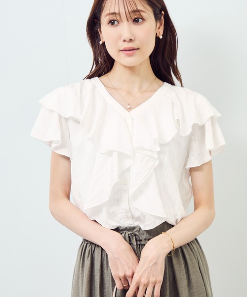 ROPE' PICNIC(ロペピクニック)の「【emur/エミュール】ランダムラッフルブラウス(シャツ/ブラウス・レディース・オフホワイト/ブラック/ライトグリーン・38)」の15枚目の写真