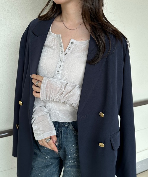 solleim（ソルレム）の「［26SS新色追加］シアーベロアヘンリーネックロンT（Tシャツ/カットソー・レディース・アイボリー/ブラック/グレー/ブラウン/ピンク/ライトグリーン・M/L）」の17枚目の写真