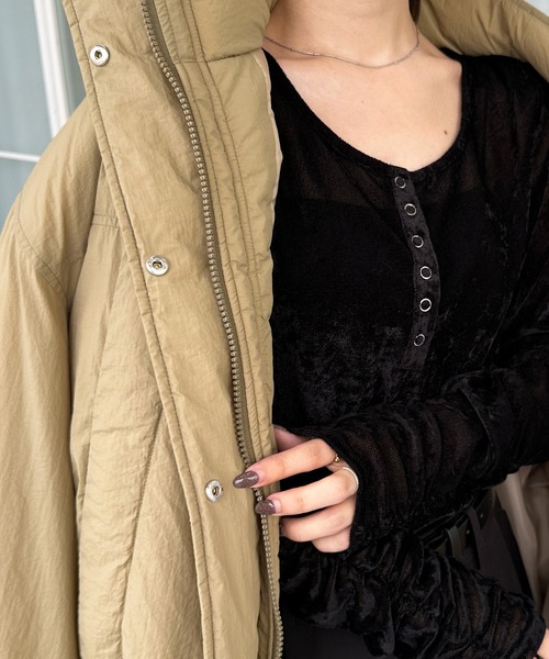 solleim（ソルレム）の「［26SS新色追加］シアーベロアヘンリーネックロンT（Tシャツ/カットソー・レディース・アイボリー/ブラック/グレー/ブラウン/ピンク/ライトグリーン・M/L）」の21枚目の写真